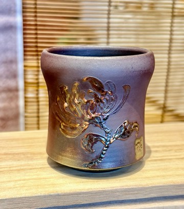 禮品/ 手工釉彩菊花柴燒杯/主人杯/醒酒神器/手工彩繪/獨一無二