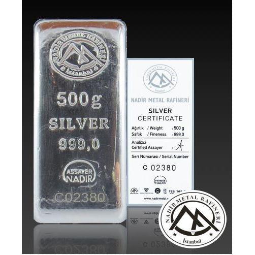 Nadir Metal Refinery　シルバー500g 銀インゴット　銀地金　新品未使用品