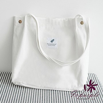 iSPurple 森呼吸 無印帆布大容量購物單肩包 白