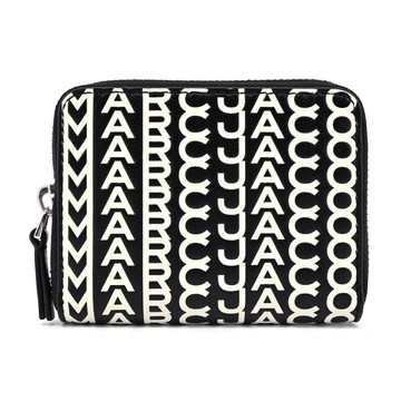 MARC JACOBS THE MONOGRAM 羊皮印花拉鍊零錢包-黑 S150L03FA22005