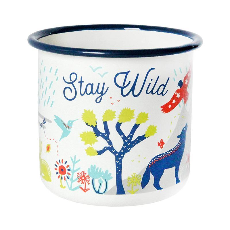 エナメル キャンピングマグ 455ml 2個セット ホーロー 動物 アウトドア Enamel Camping Mug Wanderlust Trave