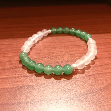 珠串設計手鍊 925銀+東菱玉+粉晶/跳色雙色簡潔手鍊