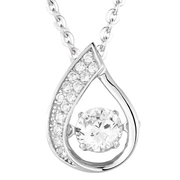 Crossfor 日本進口主鑽 Dancing Stone系列 純銀懸浮閃動項鍊 B6款  銀色