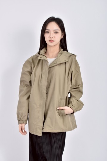 (L) muji質感棉質長袖連帽綠色外套