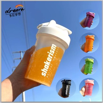 400ml奶昔代餐杯運動蛋白粉搖搖杯健身水杯帶攪拌球刻度便攜杯子