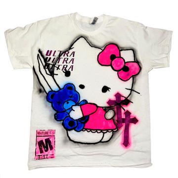 Hello kitty涂鴉噴繪Graffiti spray painting kawaii Y2K短袖T恤