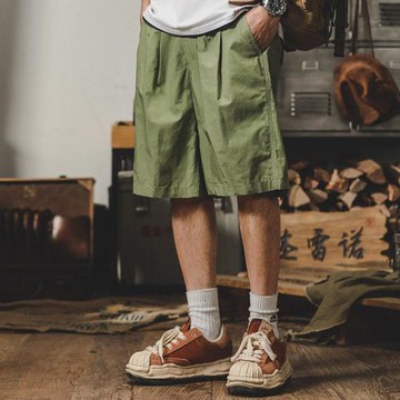 杰雷諾美式工裝短褲子男直筒夏季廓爾格那不勒斯寬松休閑五分褲男