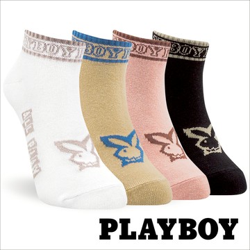 【襪款任選3雙$299 、6雙$511】PLAYBOY個性拼貼兔消臭女襪(BY4423)