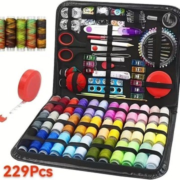 205件套針線包 針線盒套裝 縫紉工具組 家用縫補用品 DIY手 工刺繡工具 收納盒 多功能手作配件 縫衣組合工具套裝