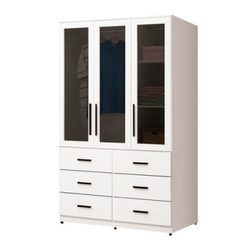 文創集 海地  現代4尺三門六抽衣櫃/收納櫃-121x56.5x197cm免組