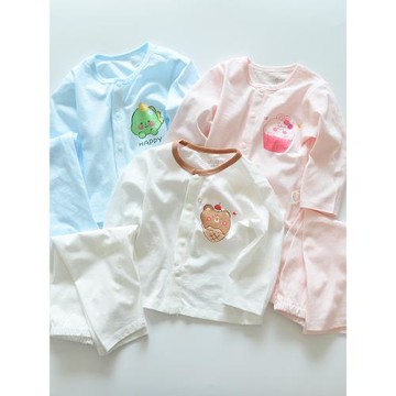 a類 嬰幼兒純棉開衫套裝寶寶睡衣春夏莫代爾空調服薄款分體家居服