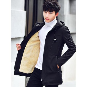 風衣男士韓版修身帥氣加絨加厚棉衣秋冬季學生休閑中長款夾克外套
