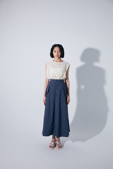 蕾絲曲線拼接背心