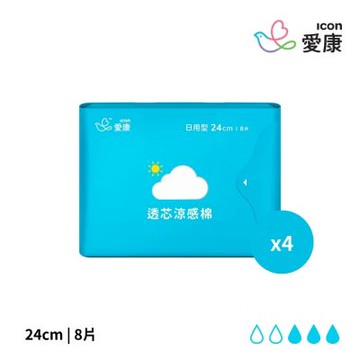 【愛康】透芯涼感棉-日用型24cm(8片x4包/組)