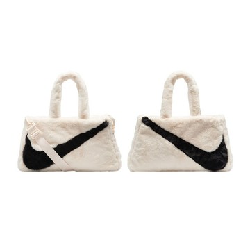 Nike Sportswear Faux Fur 毛毛斜背托特包 粉白 毛絨 肩包 大容量 FB3050-838