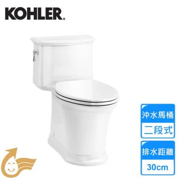 【KOHLER】Harken 水漩風單體馬桶/管距30公分 K-22695T-SW-0〈不含安裝〉