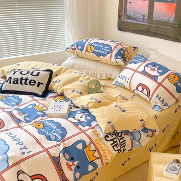 ins風純棉床上四件套100全棉夏季北歐床單被套少女心床品三件套4