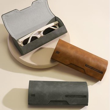 seoul show首爾秀 弧形復古皮質全鐵硬殼防壓墨鏡老花近視太陽眼鏡盒