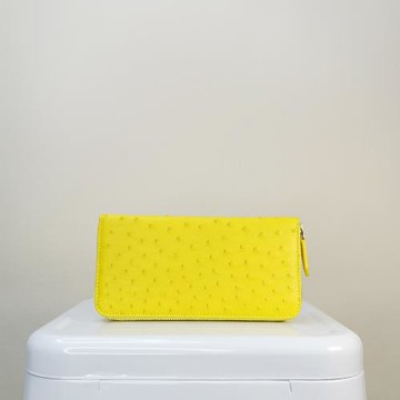 【M2nd】輕奢OL珍稀鴕鳥皮長夾 (黃-T32A)