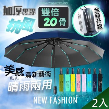 【QIDINA】2入-質感抗風20骨摺疊傘自動傘-B TDN/ 雨傘 折疊傘 遮陽傘