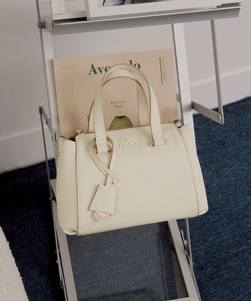 金色V型尾夾吊牌分層手提斜背波士頓包-雲朵棉白-V Line輕行系列(BZ96527-54)