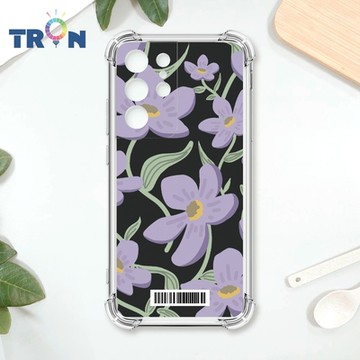 TRON 三星 S21 Ultra 平塗手繪花朵B款 四角防摔載具殼 軟殼 手機殼