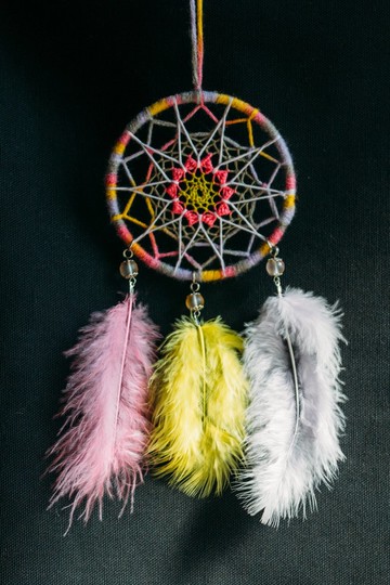 純手工捕夢網 Handmade Dreamcatcher－【小太陽－粉紅紫黃】