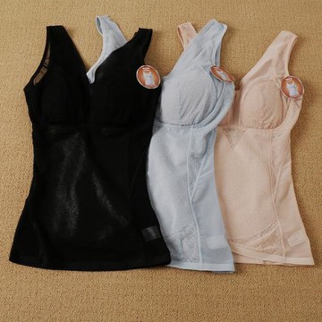 塑身衣蕾絲超薄束身衣透氣背心無袖帶胸墊春夏緊身美體內衣154050