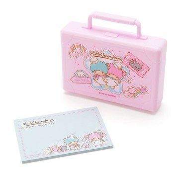 大賀屋 日貨 雙子星 便條紙 收納盒 MEMO紙 文具組 文具 記事 便利貼 飾品盒 旅行 正版 L00011341