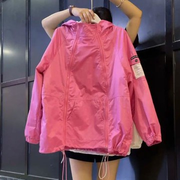 粉色沖鋒衣女春秋季2025新款歐貨棒球服夾克套頭防風衛衣運動外套