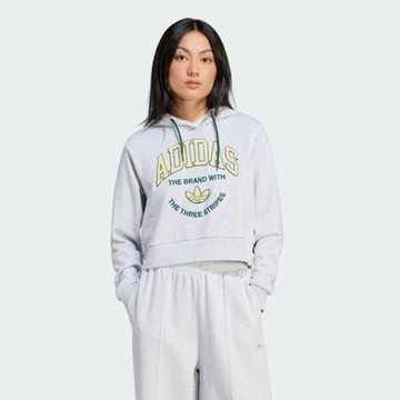 adidas 愛迪達 長袖上衣 女款  帽T 運動 三葉草 VRCT HOODIE 灰 IT9846