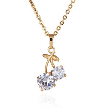 純銀項鍊 鍍18K金鑲鑽吊墜-可愛櫻桃設計唯美七夕情人節禮物女飾品2色73cu108【獨家進口】【米蘭精品】