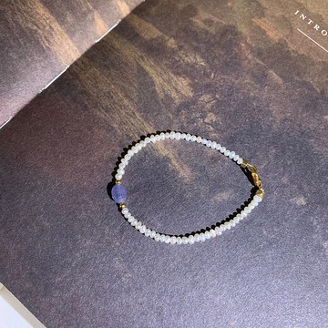 【 迷你系列 】坦桑石│珍珠 設計款水晶手鍊