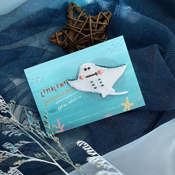 刺繡燙貼/別針 | 海洋 - 魟魚 | Littdlework