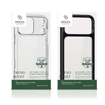 imos imos case iPhone 17 Pro 美國軍規認證雙料防震保護殼 黑色/透明