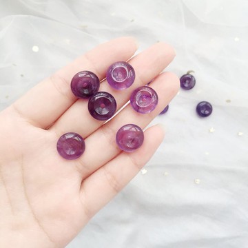 天然紫水晶小平安扣配件 diy耳墜手鏈腳鏈配飾散珠子招桃花助事業