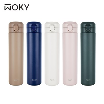 【WOKY 沃廚】輕量輕芯鈦瓷易潔層彈蓋保溫瓶600ml