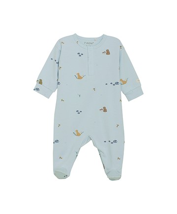 棕熊藍色長袖連身衣74cm