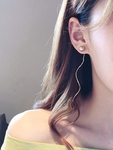 極簡風珍珠耳線韓國氣質簡約網紅s彎耳墜女新款潮冷淡風耳環1入