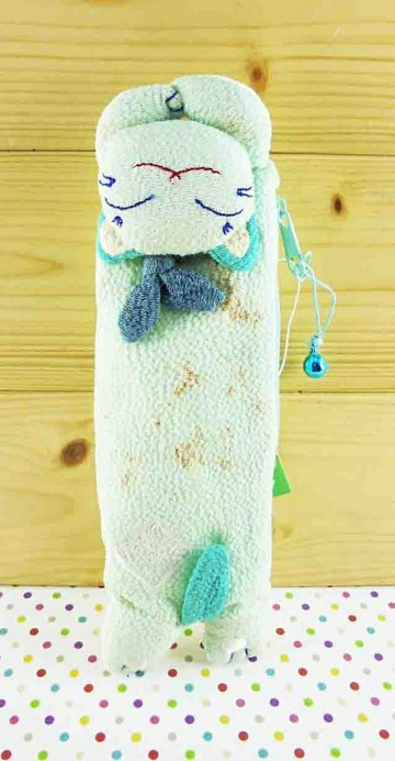 【震撼精品百貨】招財貓 招き猫 筆袋-笑臉(粉綠) 震撼日式精品百貨
