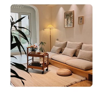 免運 破損補發日式沙髮實木框架客廳小戶型現代簡約儲物三人地臺布藝奶油原宿風奶油風沙發 客廳沙發 小戶型沙發 出租房小沙發