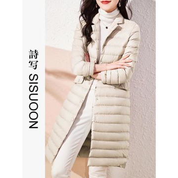 詩寫輕薄中長款羽絨服2025秋冬新款女時尚薄款大碼保暖氣質外套