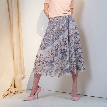 CLL巧玲瓏 高腰鬆緊碎花拼接長裙 2250924