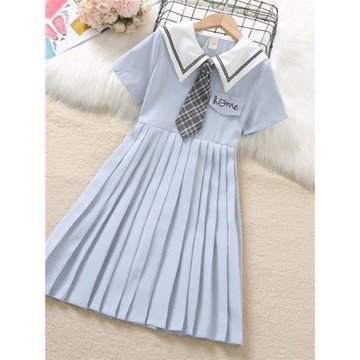 女童學院風連衣裙夏季潮衣時髦韓版2025新款兒童小女孩JK百褶裙子