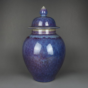 清康熙窯變花釉蓋罐子 古玩收藏品古董仿古老貨陶瓷器精品擺件