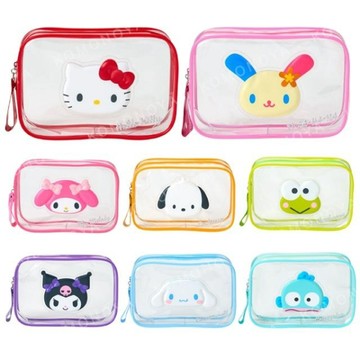 小禮堂 Sanrio 三麗鷗 PVC方形化妝包 (大臉款) Kitty 美樂蒂 帕恰狗 漢頓 花小兔