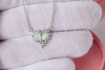 蛋白石 925 純銀 型墜飾項鍊