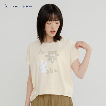 a la sha  拼圖印花創意短袖T