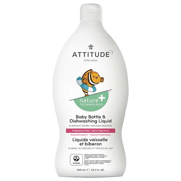 ATTITUDE 艾特優 嬰幼兒奶瓶餐具洗潔精  700ml  1瓶