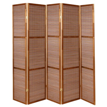 《C&B》加大南洋風格竹簾五面屏風棕色框+棕色粗竹簾